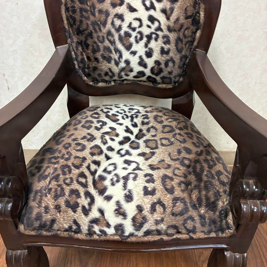 レオパード アンティーク調 チェア 子供用 ヒョウ柄 アニマル柄 椅子