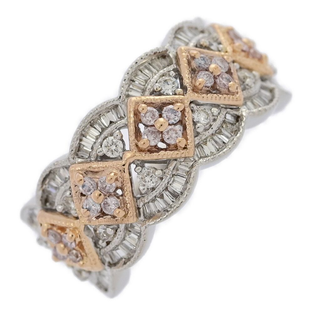 0.43ct|ピンクダイヤモンド レスダイヤモンド リング 指輪|K18P W|750 2 -6.3g|8号| 48|プレゼント|記念日 ♀ N レディース 555904