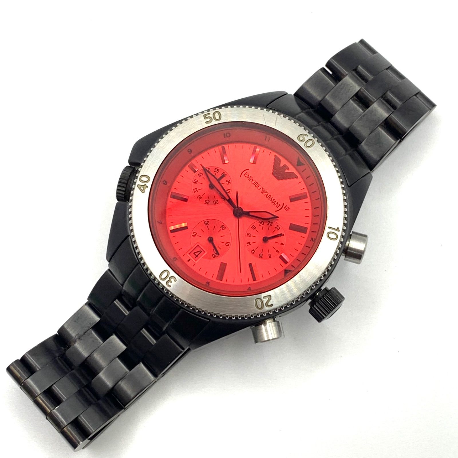 中古】エンポリオアルマーニ AR-0598 クロノグラフレッド腕時計 - メルカリ