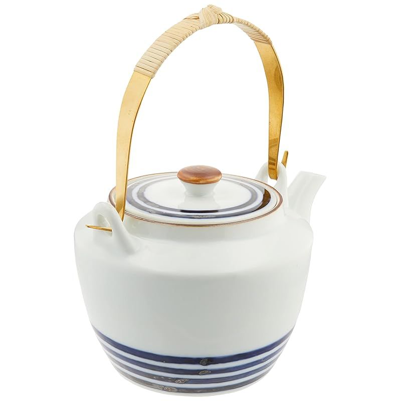 西海陶器 吉田焼 副千製陶所 土瓶 急須 4号 約650ml スーパーステンレス茶こし付 メタル弦 濃線紋 日本製