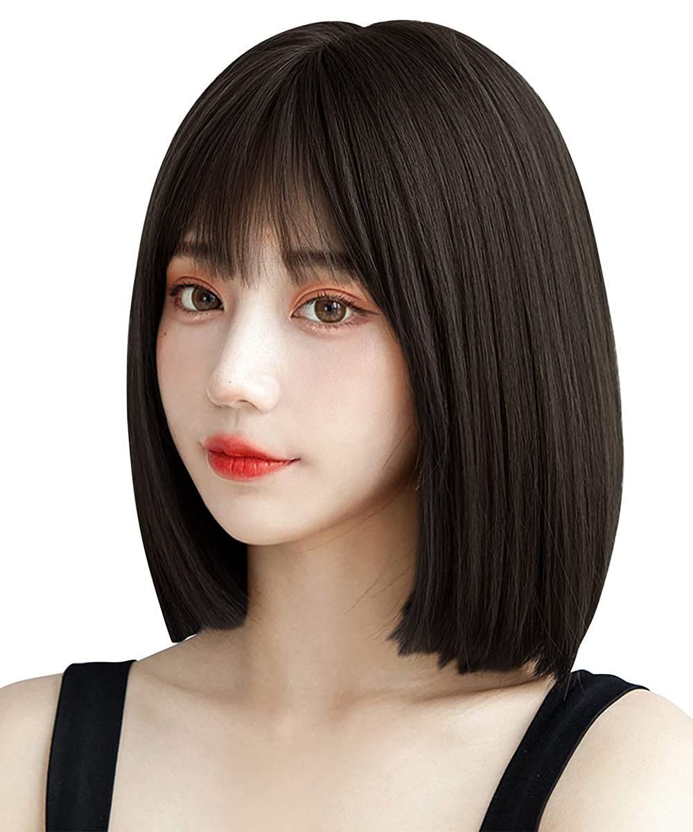 かつら ストレート レディース ブラック 小顔 セミロング 原宿系 ボブウィッグ 日常 黒 自然 ショート ロリータ ボブ フルウィッグ ORSUNCERウィッグ
