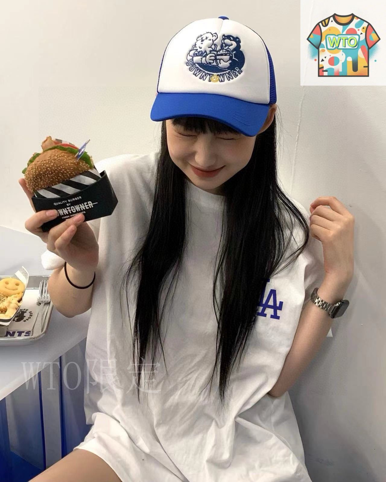 【今日特価】Mlb-La 韓国直営店限定 ヤンキーズハンバーガーカップル T