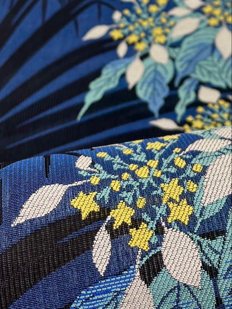 スリーシーズン 三重織 南国風 モダン 正絹 六通 Q1089