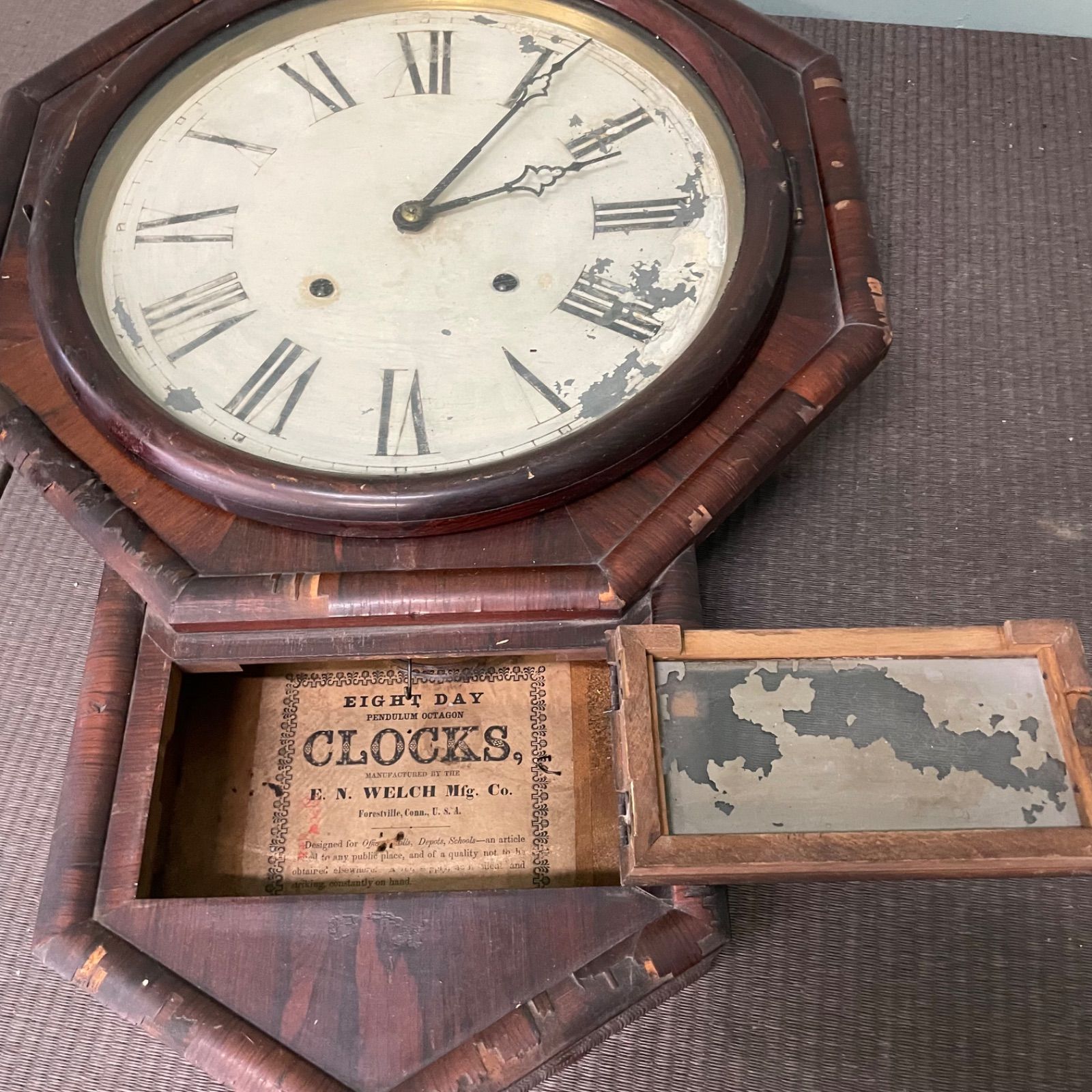 【アンティーク】SATO's CLOCK FACTORY ゼンマイ式八角古時計 アンティーク】SATO's CLOCK FACTORY ゼンマイ式八角古時計