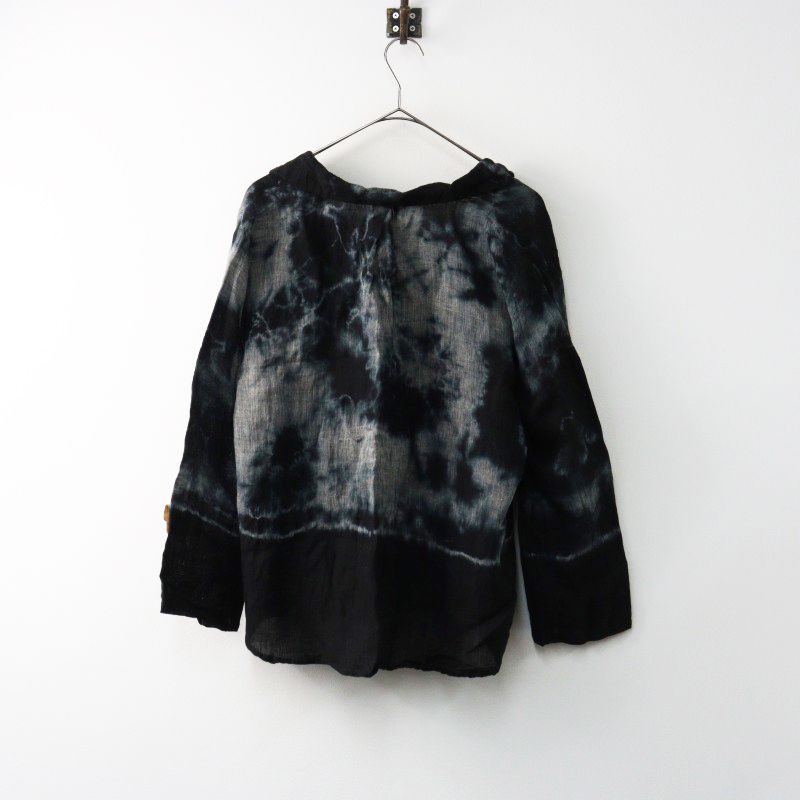 2022SS パドカレ pas de calais Uneven dyeing blouse アニヴァン ダイイング ブラウス 36/ブラック 染色加工【2400014499490】 2022SS パドカレ pas de calais Uneven dyeing blouse