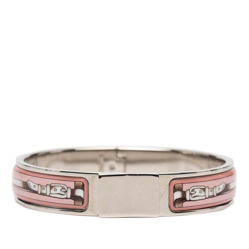 エルメス エマイユPM ベルト モチーフ ブレスレット バングル シルバー ピンク メタル レディース HERMES 1-0236664