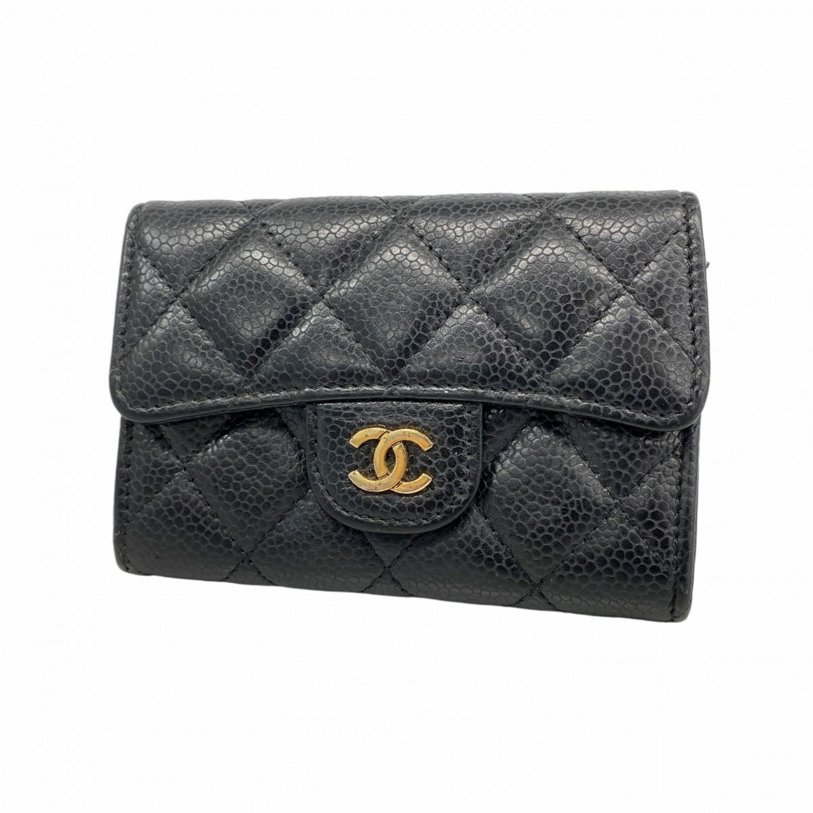 シャネル Chanel シャネル 名刺入れ マトラッセ キャビアスキン ブラック レディース