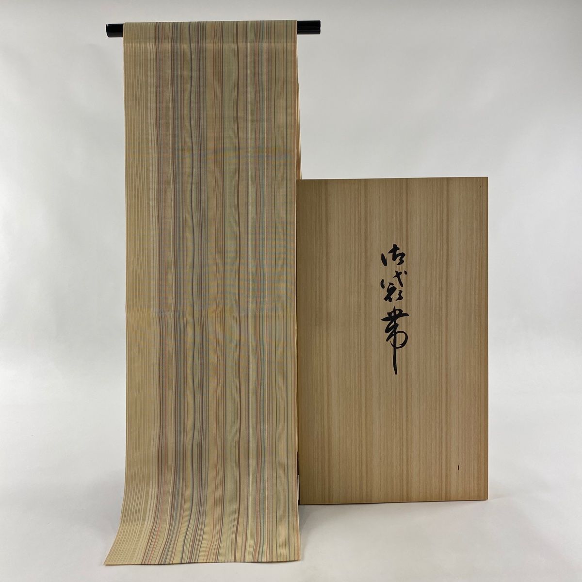 極美品] 小森草木染工房 博多織 名古屋帯 白 正絹 更紗 唐草