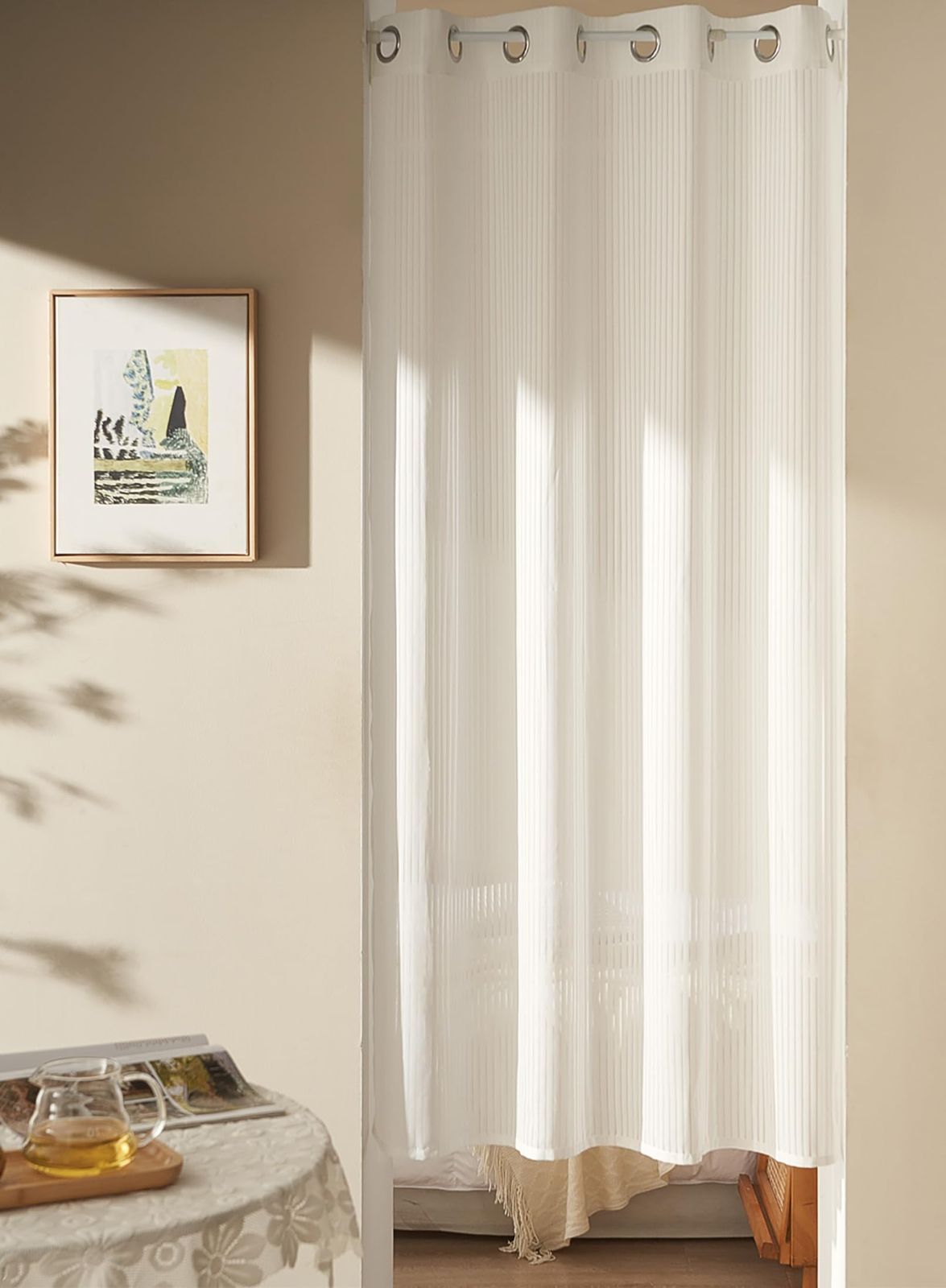 新品 1枚入り 180cm丈 ロング 間仕切りカーテン おしゃれ のれん 仕切りカーテン 遮光 出窓用レースカーテン 目隠しカーテン 突っ張り棒 レースカーテン ドアカーテン Topfinel