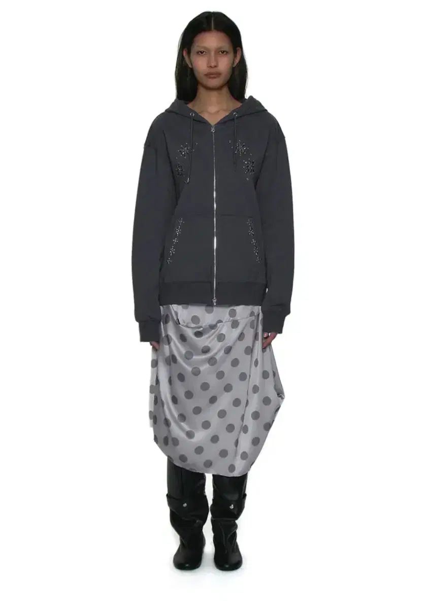 PARTIMENTO WOMEN パルティメントウィメン M ドット オール オーバー 印刷されています ドレープ ミディ スカート