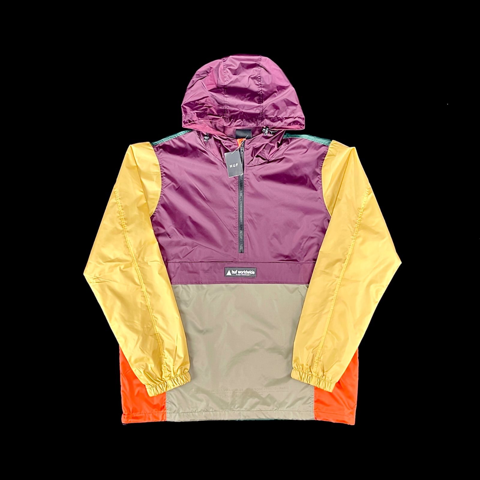 HUF ハフ カラーバーツ ナイロン 被り プルオーバー フーディ パーカー 