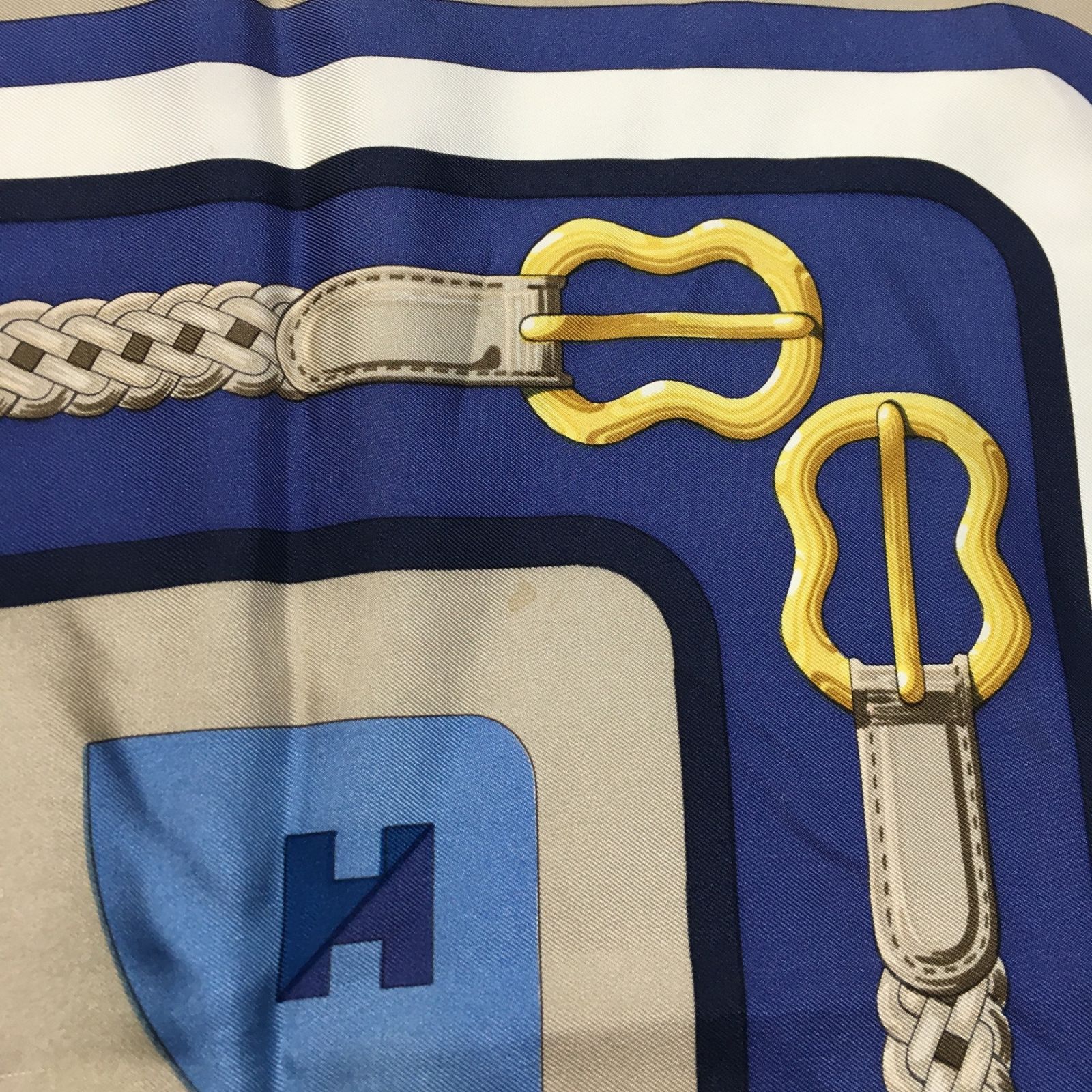 2507-5｜美品｜エルメス カレ 90 スカーフ シルク ブルー - メルカリ 