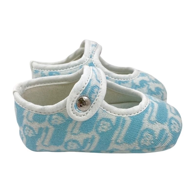 【HERMES】エルメス ベビーシューズ その他靴 キッズ 青 白 ライオン カンガルー