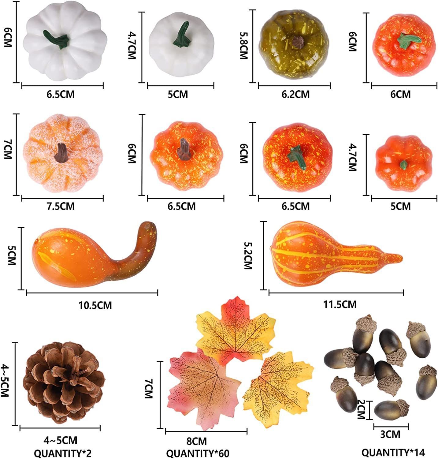 飾りセット かぼちゃ ハロウィン 偽南瓜 紅葉 どんぐり 松ぼっくり 南瓜飾りセット】ハロウィン 組み合わせ 感謝祭/ハロウィーン/クリスマス/パーティー/季節飾り 置物 写真小道具 可愛いかぼちゃ 86PCS ハロウィンパーティー 撮影装飾用 屋外 店舗 部