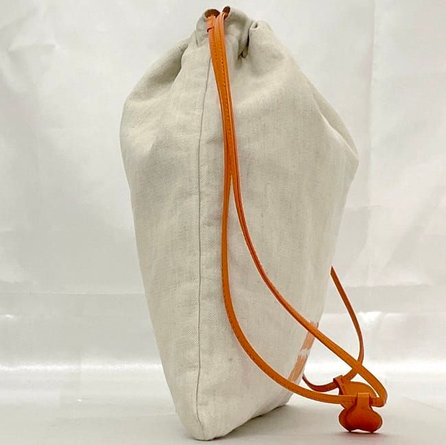 ミュウミュウ 巾着 バッグ ナチュラル オレンジ 2F7Z 5NG009 美品  