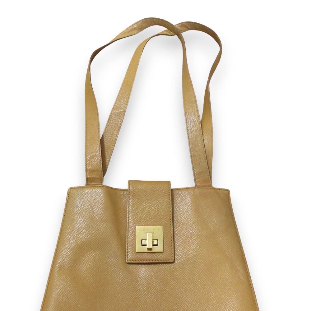 美品・キャメル トートバッグ 鍵付き ゴールド金具 キャメル トートバッグ 鍵付き ゴールド金具