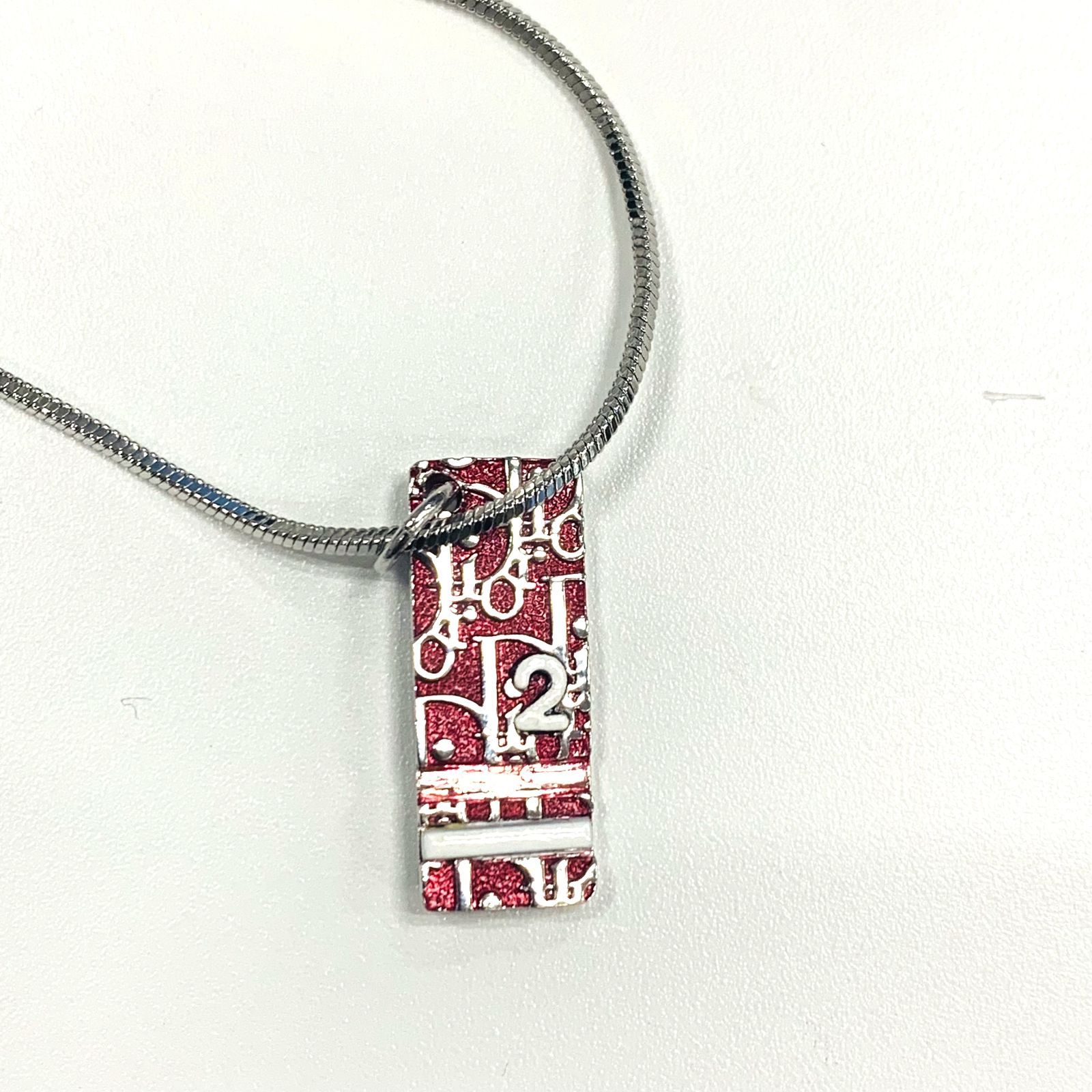 N6139】Christian Dior one stone logo necklace/クリスチャン
