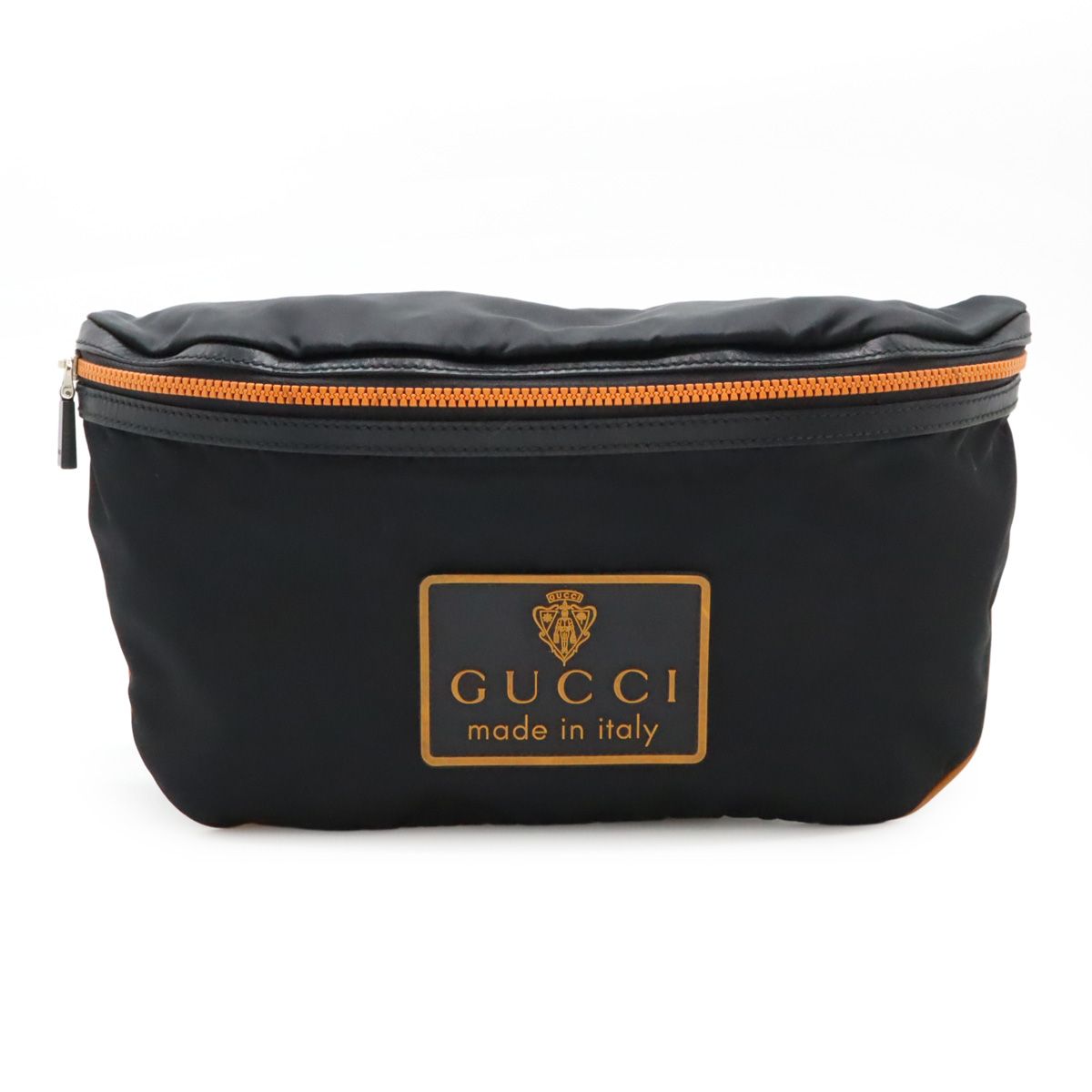 GUCCI グッチ クレスト ボディバッグ ウエストポーチ ウエストバッグ ナイロン ラバー ブラック 黒 オレンジ 211128