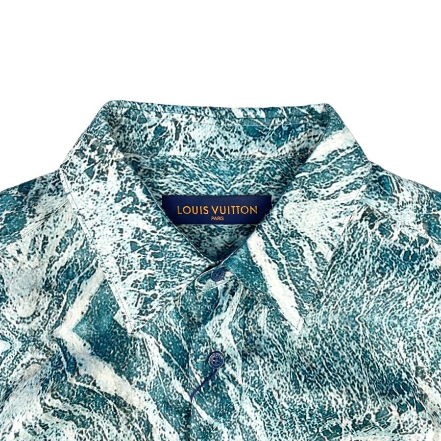 極美品　ルイヴィトン　シャツ　LVロゴ　ソルトプリント　ターコイズブルー　M 極美品 LOUIS VUITTON ルイヴィトン シャツ LVロゴ ソルト