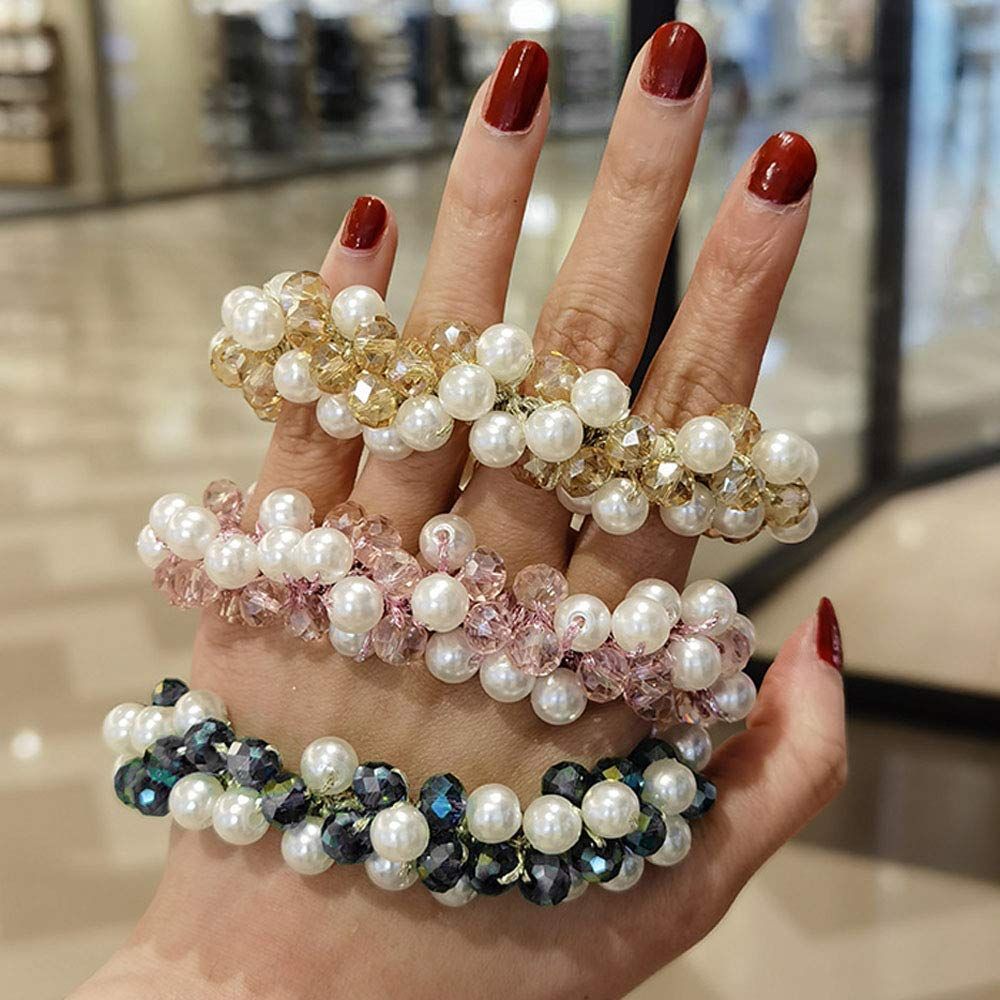 シュシュ  ヘアゴム  ビーズ  ベビーピンク シュシュ ヘアゴム ビーズ ベビーピンク