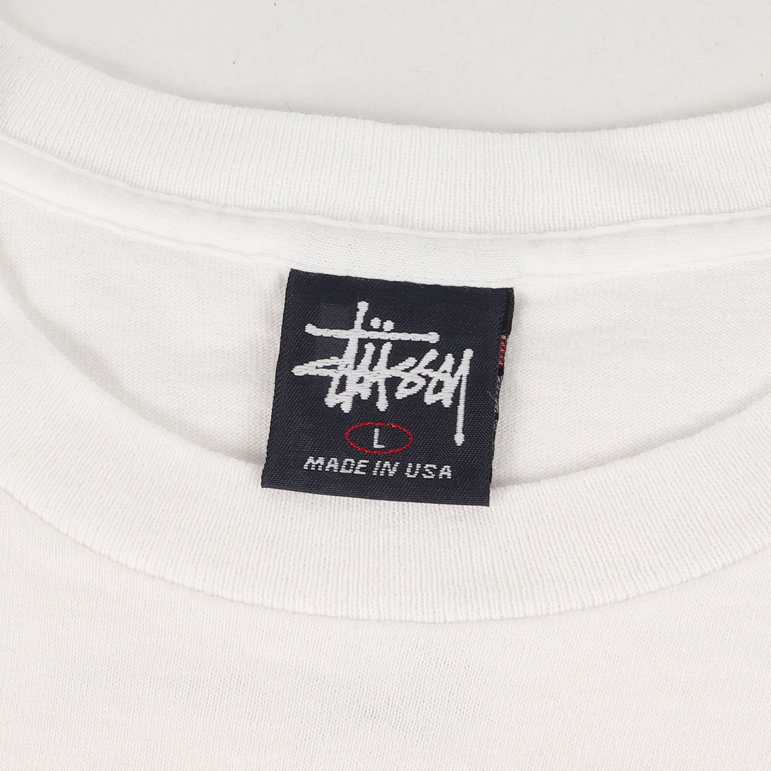 STUSSY ステューシー Tシャツ サイズ:L 90s OLD STUSSY 紺タグ フォトプリント クルーネック Tシャツ USA製 ホワイト 白 トップス カットソー 半袖【メンズ】