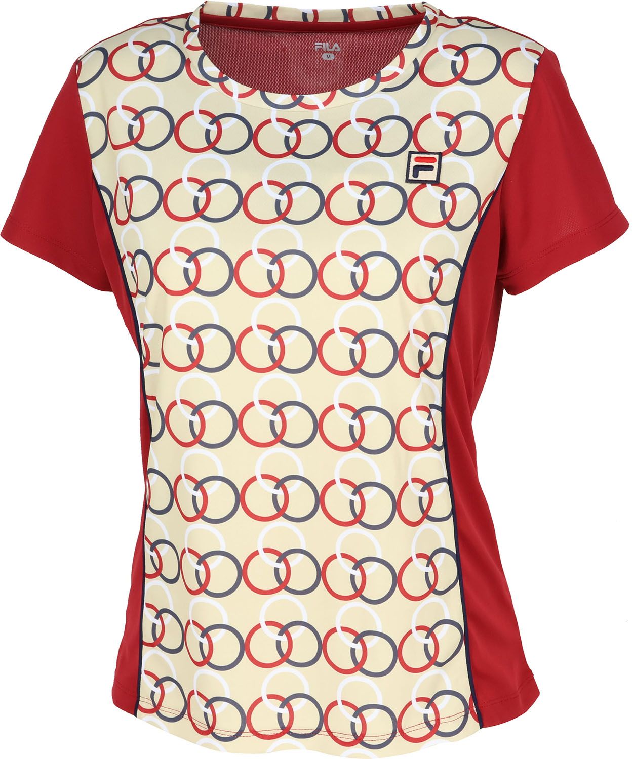 フィラ FILA テニス ゲームシャツ ウェア レディース ウィメンズ 女性 大人 半袖 Tシャツ トップス ウェア ロゴ スッキリ ギャザー 部活動 クラブ サークル スクール チーム EL0201 03Z ベージュ