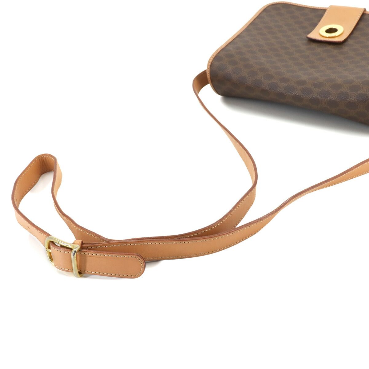 セリーヌ CELINE マカダム柄 ショルダー バッグ PVC レザー ブラウン  