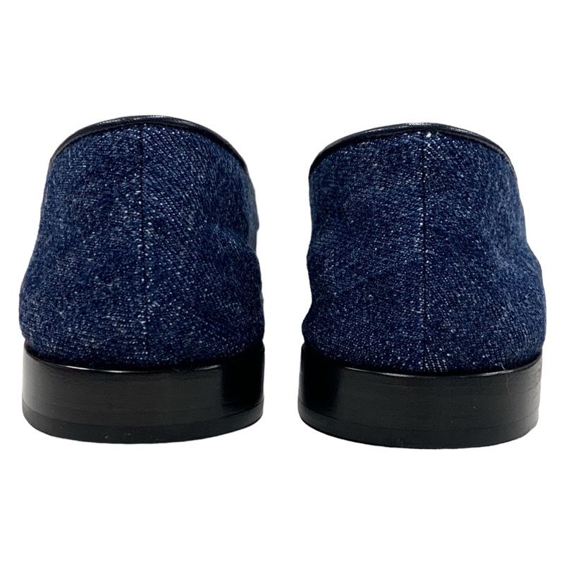 未使用 クリスチャンルブタン デニム チェーン ローファー ブルー