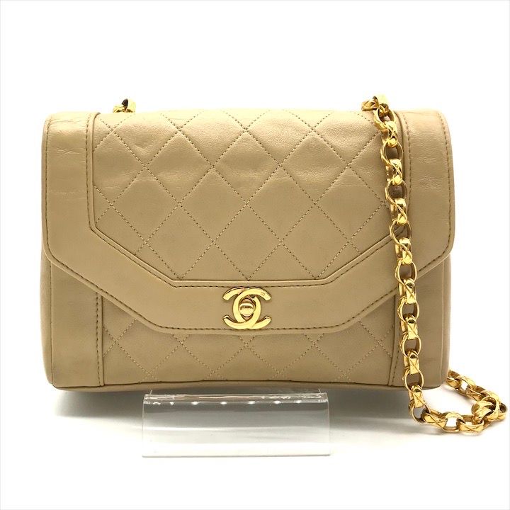 CHANEL シャネル ココマーク マトラッセ シングル フラップ チェーン ショルダー バッグ レザー ベージュ レディース db15