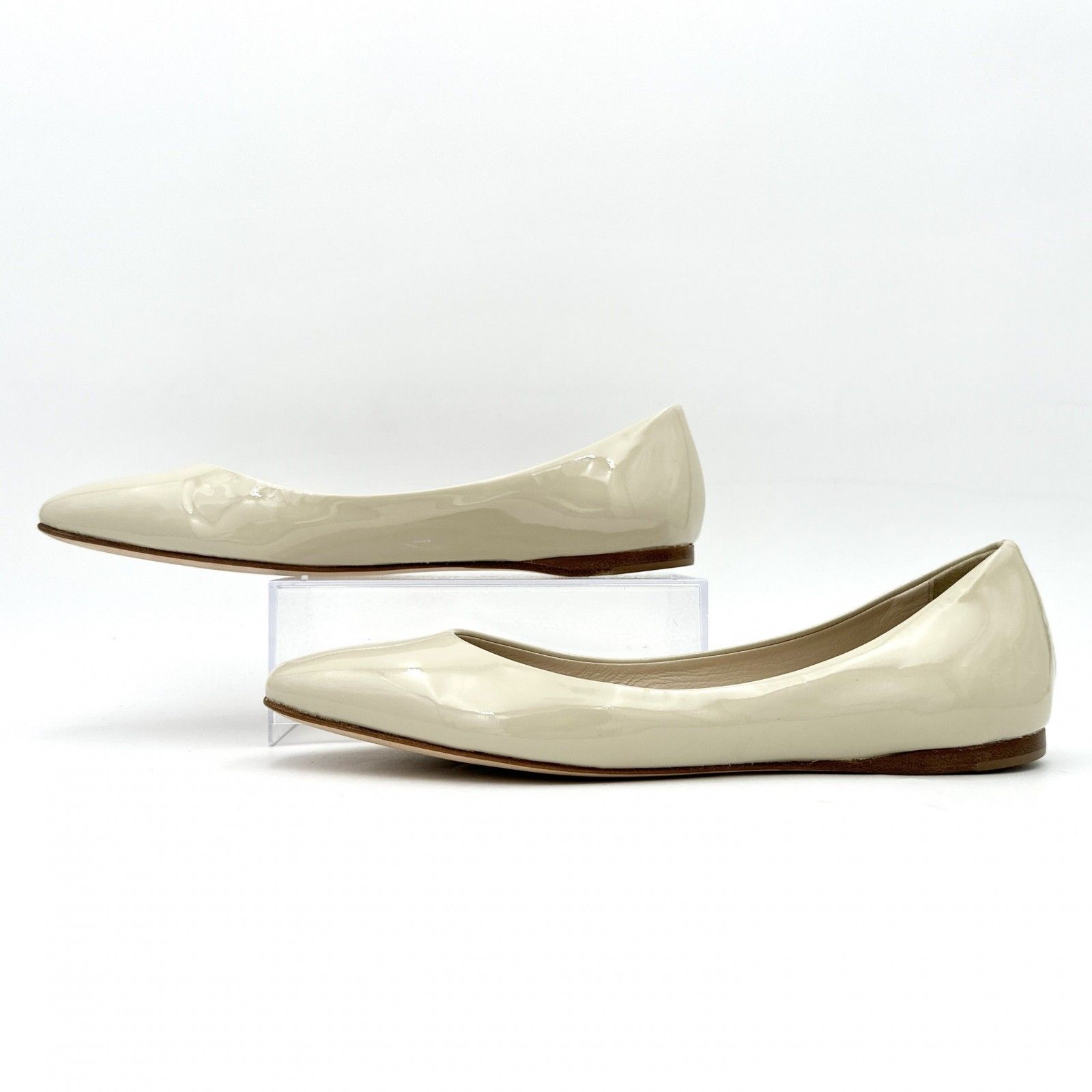 □新品級□ FABIO RUSCONI フラットシューズ エナメル クリーム 1519T  
