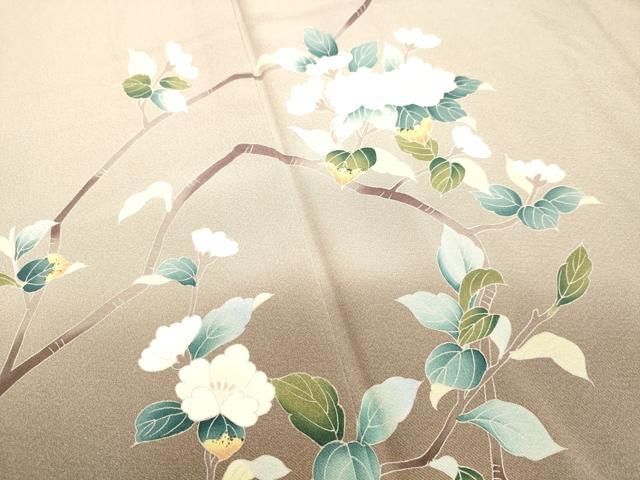 平和屋着物○京加賀友禅 百貫達雄 訪問着 枝花文 暈し染め 銀座おゝぎ