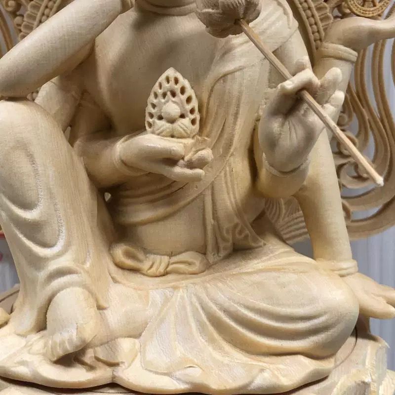 【修縁堂】極上品仏教美術 精密彫刻 彩繪 彩金 如意輪観音 手彫り仏師で仕上げ品 極上品☆如意輪観音 菩薩立像 木彫仏教 精密彫刻 仏師で仕上げ品