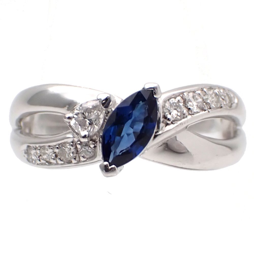 Pt900 プラチナ サファイア 0.46ct ダイヤモンド 0.23ct 指輪 中古 美