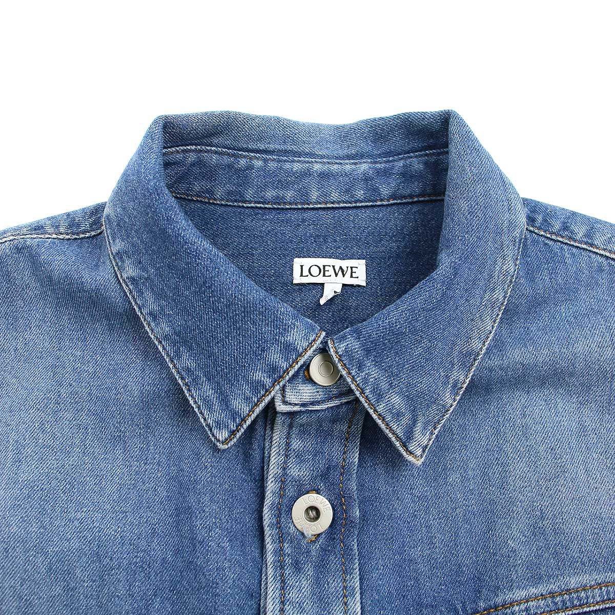 LOEWE ロエベ スラントオーバーデニムシャツ H526Y05X17 インディゴ 48  