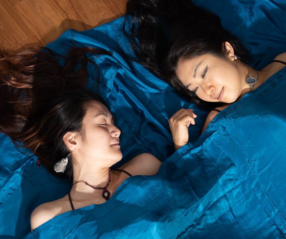 ベトナムのシルク寝袋 ダブルサイズ | トラベルシーツ シルク 寝袋 スリーピングバッグ キャンプ バックパッカー 軽