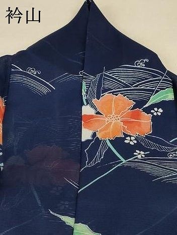 平和屋着物＊夏物 小紋 絽 立波草花文 洗える着物 AABB8287jd 【公式通販】