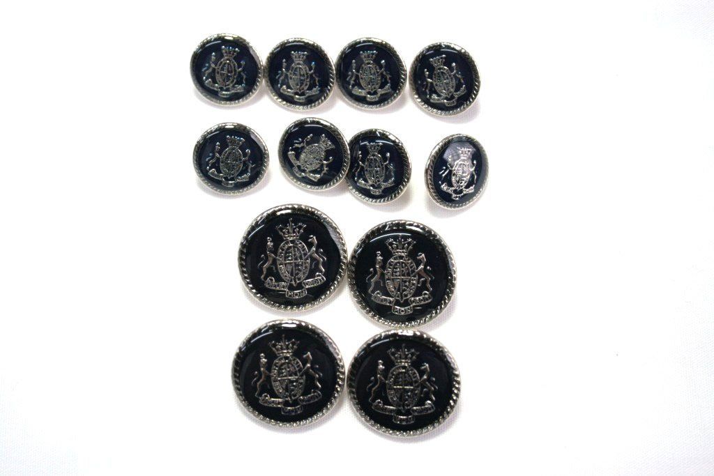 メタルボタンY-55(no.1)シルバー/紺20mm4個15mm8個セットスーツジャケットセット(1-4/8)