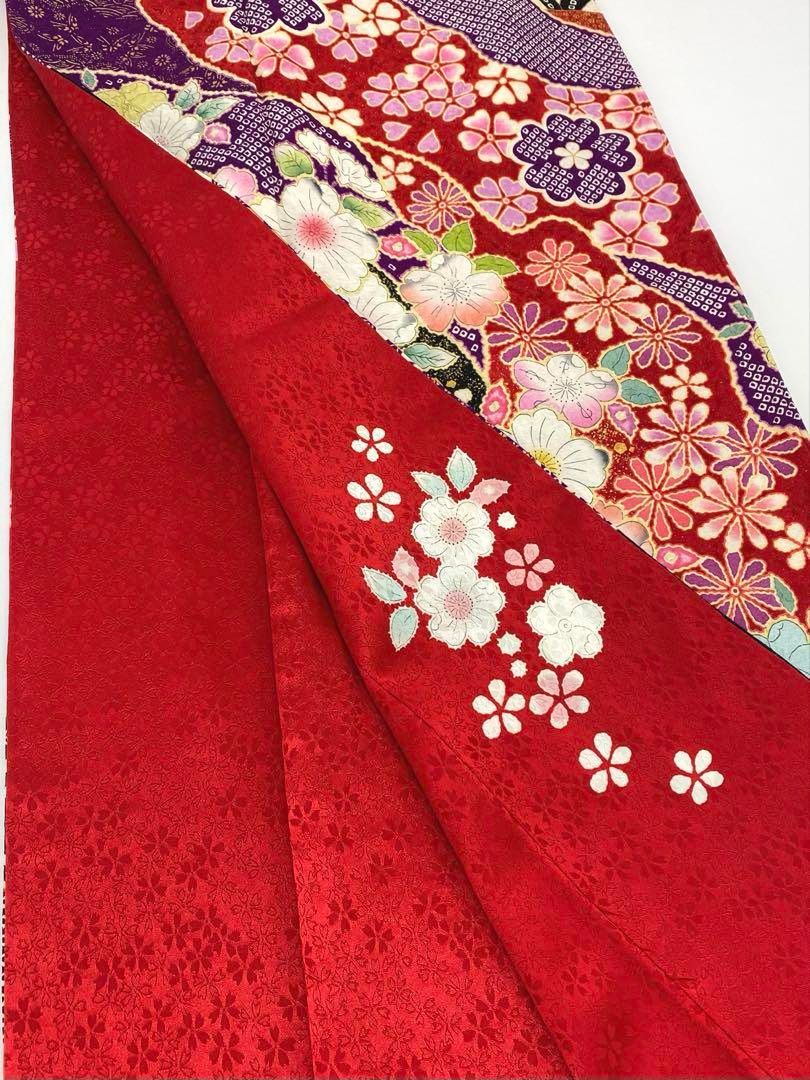 振袖 桐屋 翠山工房 絞り 銀通し 辻が花 身丈173cm 撥水加工済 MO3133 