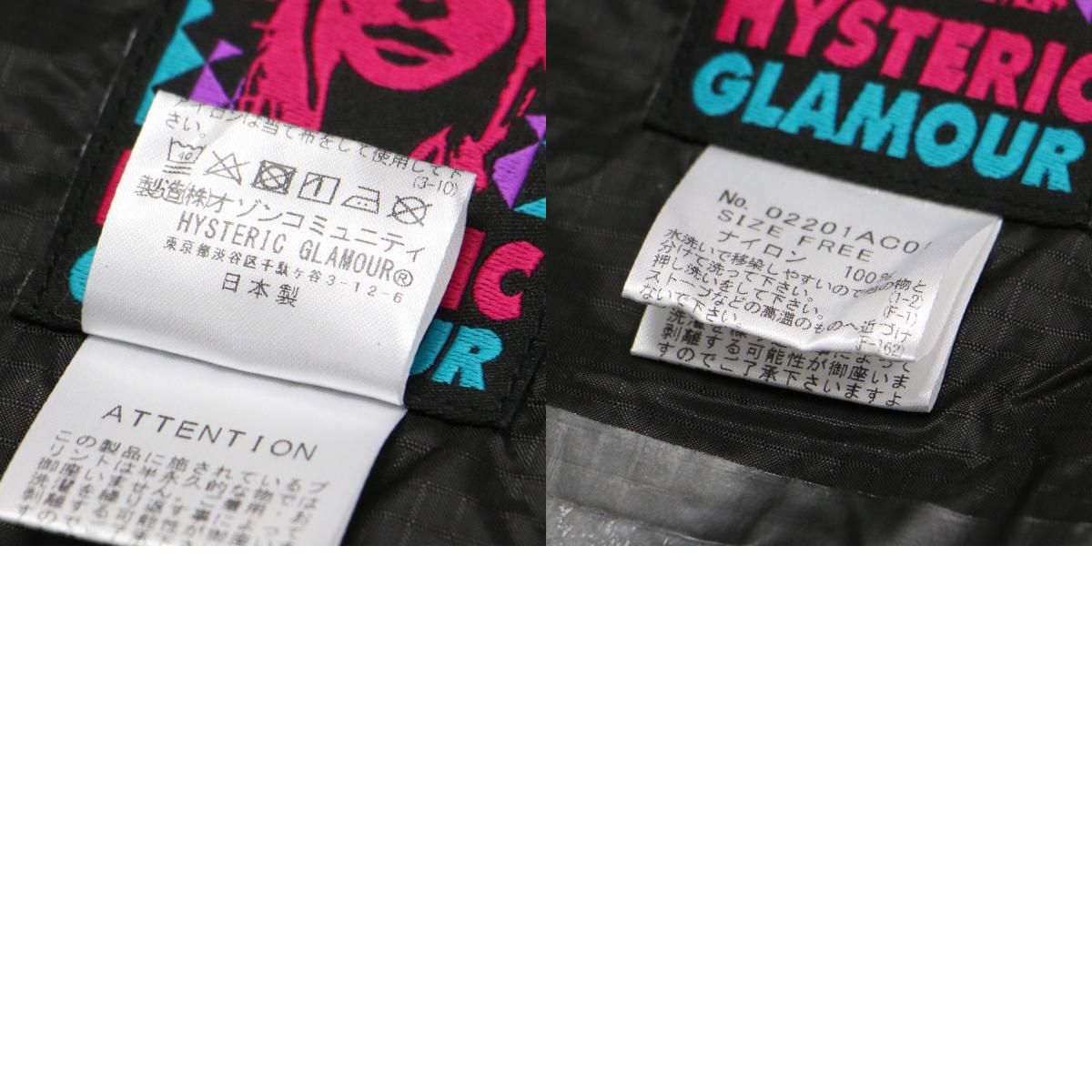 寛大な HYSTERIC GLAMOUR ヒステリックグラマー ポンチョ 黒 ブラック サイズ 20春夏 シンボルロゴ ポンチョ レインウェア ロング丈 フード付き パッカブル ナイロン 上着 アウター レディース