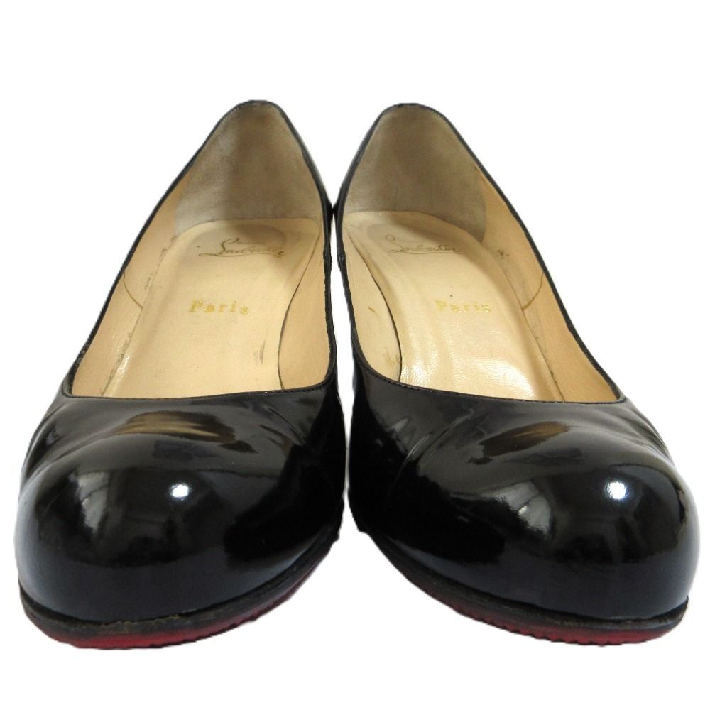 良品 Christian Louboutin クリスチャンルブタン MISS BOXE 70 エナメル ウェッジソール パンプス 38  24.5cm相当 ブラック レディース - メルカリ