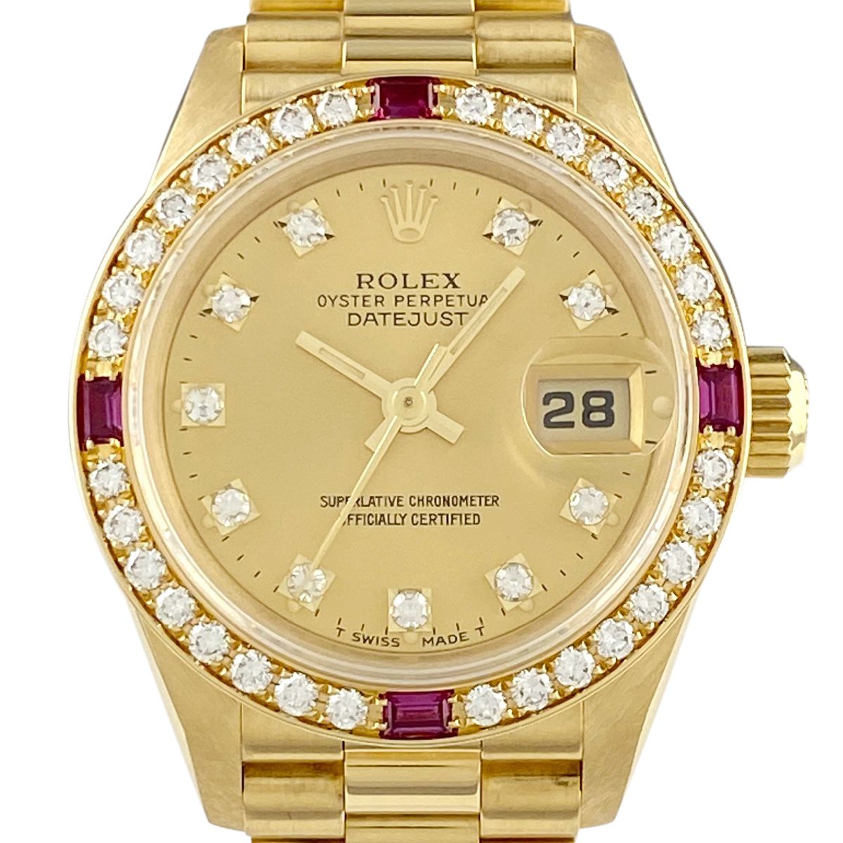 ロレックス ROLEX デイトジャスト 10Pダイヤ 4Pルビー 69068G 腕時計  