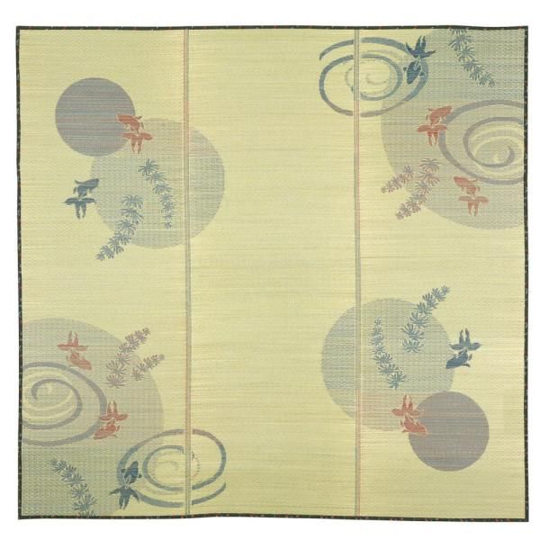 【新品・5営業日で発送】HAGIHARA 萩原 い草センターラグ(裏貼り) 涼水(りょうすい) 約230×230cm ブルー 81863104 (1353628)