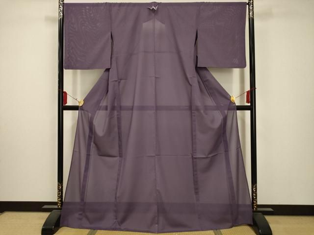 平和屋着物＊夏物 色無地 絽 浅紫色 洗える着物 AABA5648sx
