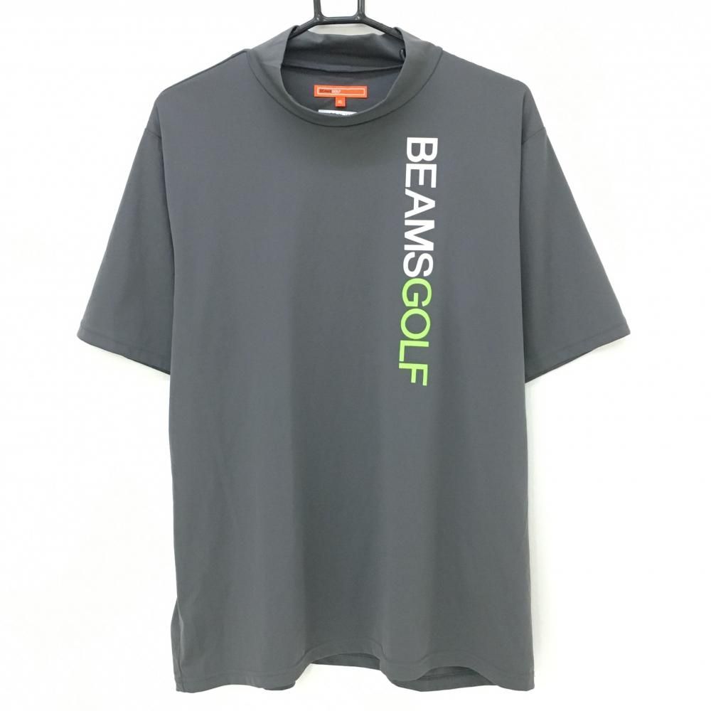 超美品】ビームスゴルフ 半袖ハイネックシャツ グレー×白 ロゴ