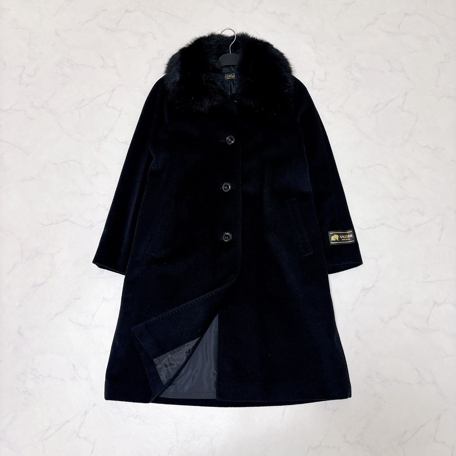 PALACE GARDEN アンゴラ フォックスファー ロングコート 大きいサイズ Pコート ウール