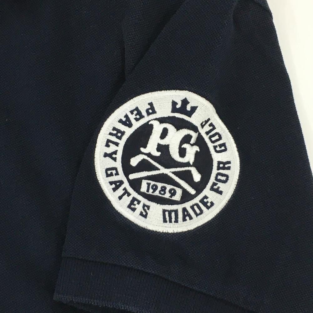 パーリーゲイツ 半袖ポロシャツ ネイビー×白 30周年 襟裏プリント