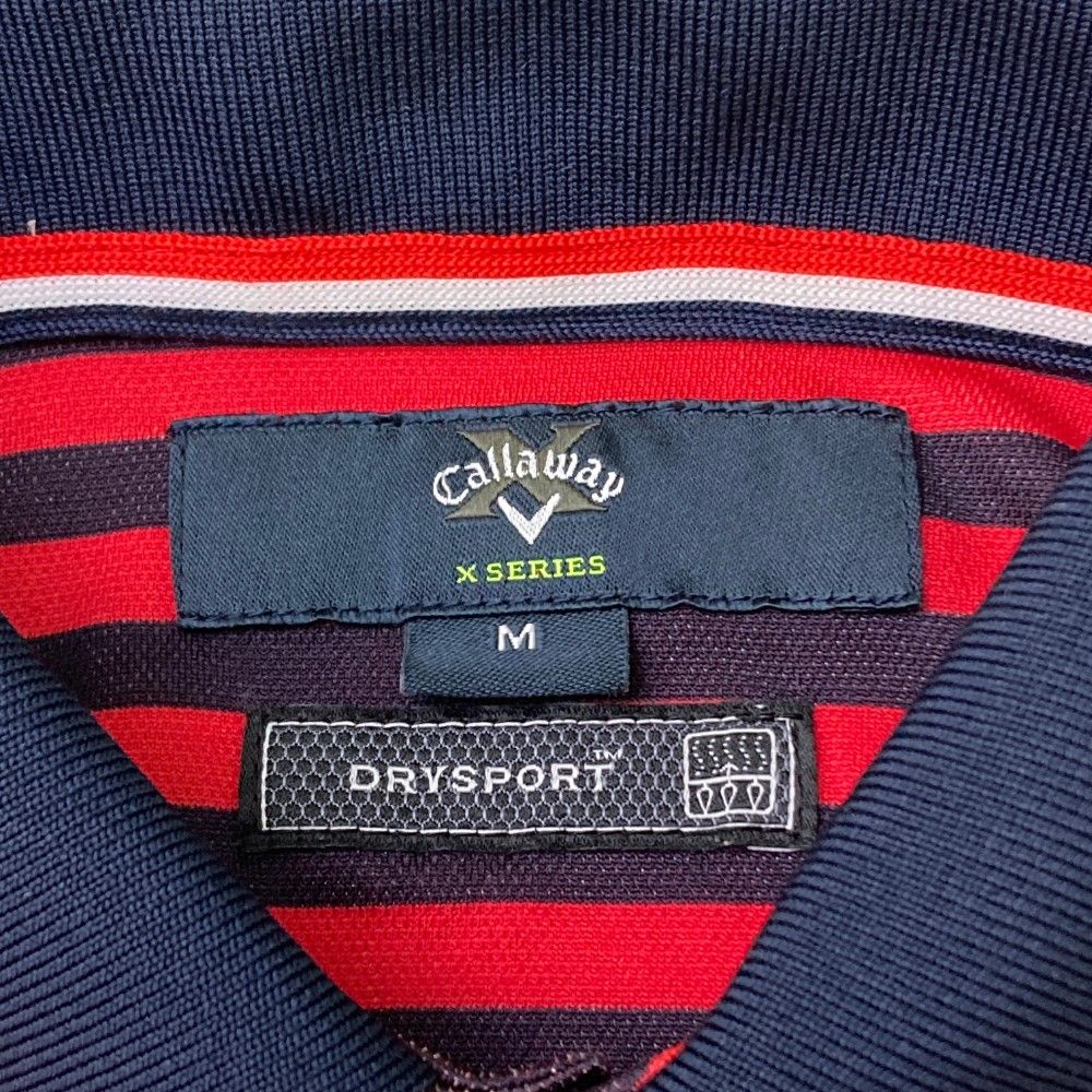 サイズ：M CALLAWAY キャロウェイ 半袖ポロシャツ ボーダー柄 レッド系