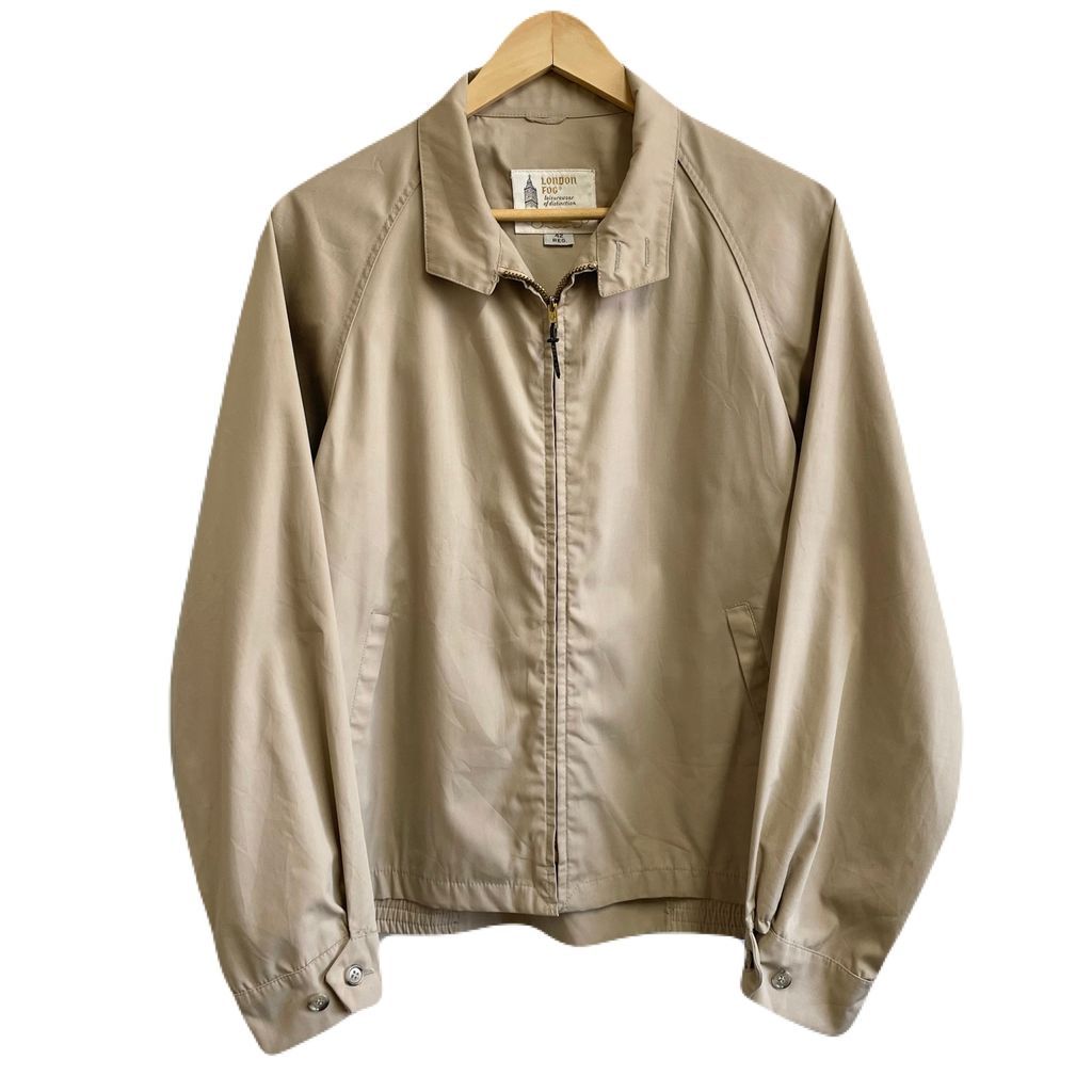 LONDONFOG ワークジャケット ジャケット ブルゾン スウィングトップ フルジップ ポケット付き 無地 ベージュ サイズ42 No.U729