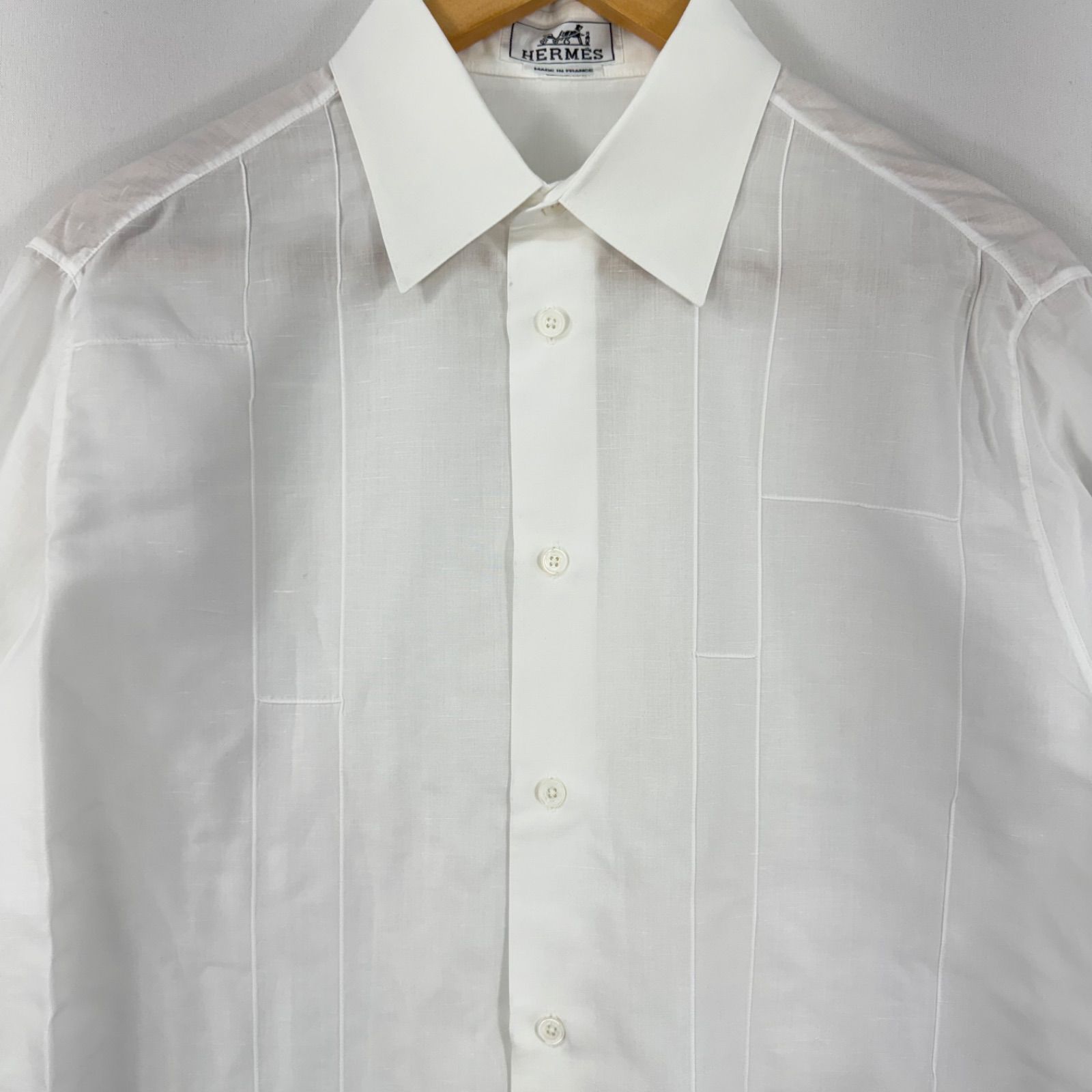 HERMES エルメス メンズ 長袖シャツ ホワイト サイズ39 15 1/2 15