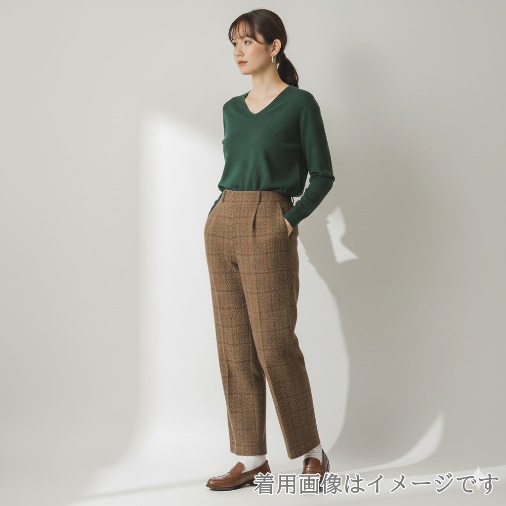 素材のぬくもりを纏う 45R フォーティファイブアール コットンツイード シャルロットパンツ 29 M 茶 レディース 秋冬 250718-18